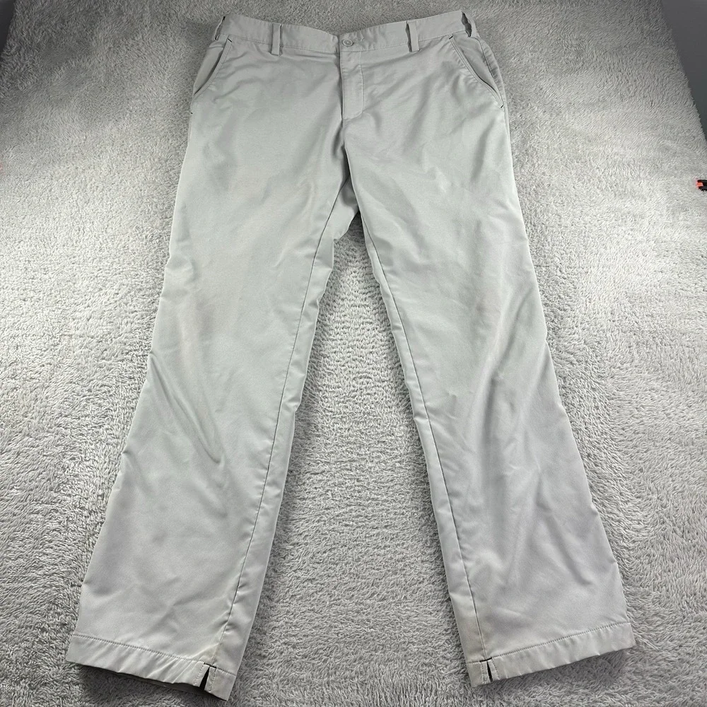 Adidas Performance Pants Mens 35x32 Golf Gray‎ No Slip Grip Stretch Chino